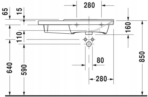 Duravit P3 Comforts Umywalka meblowa/wisząca 85x49,5 cm 233485 Duravit P3 Comforts Umywalka meblowa/wisząca 85x49,5 cm 233485
