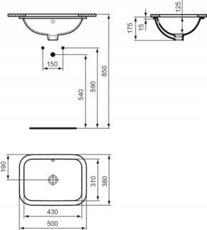 Ideal Standard Connect umywalka 43x31 cm podblatowa E505801 Ideal Standard Connect umywalka 43x31 cm podblatowa E505801