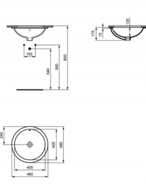 Ideal Standard Connect umywalka 48 cm podblatowa okrągła biała E505401 Ideal Standard Connect umywalka 48 cm podblatowa okrągła biała E505401