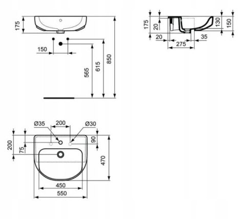 Ideal Standard Playa umywalka 55x47 J491701 Ideal Standard Playa umywalka 55x47 J491701