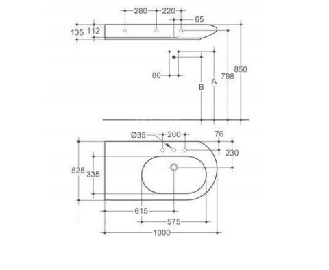 Ideal Standard SimplyU Umywalka Podwieszana asymetryczna 100cm Ideal Standard SimplyU Umywalka Podwieszana asymetryczna 100cm