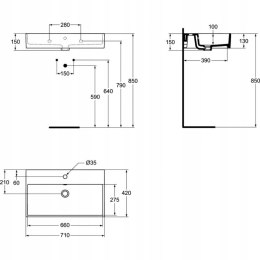 Ideal Standard Strada Umywalka Nablatowa prostokątna 71 cm