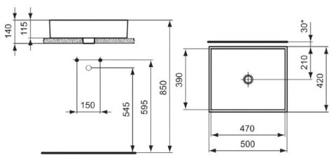 Ideal Standard Strada Umywalka Nablatowa prostokątna K077601 Ideal Standard Strada Umywalka Nablatowa prostokątna K077601