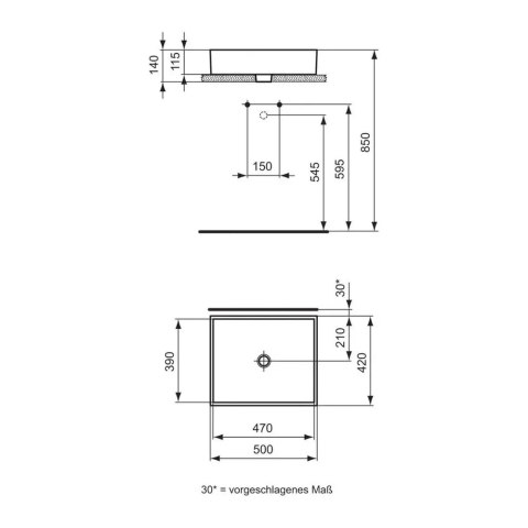 Ideal Standard Strada Umywalka Nablatowa prostokątna K077601 Ideal Standard Strada Umywalka Nablatowa prostokątna K077601