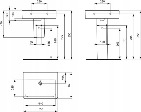 Ideal Standard Umywalka Ścienna prostokątna E811101 Ideal Standard Umywalka Ścienna prostokątna E811101