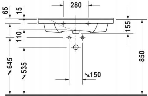 DURAVIT UMYWALKA MEBLOWA P3 COMFORTS 85X50 233285 DURAVIT UMYWALKA MEBLOWA P3 COMFORTS 85X50 233285