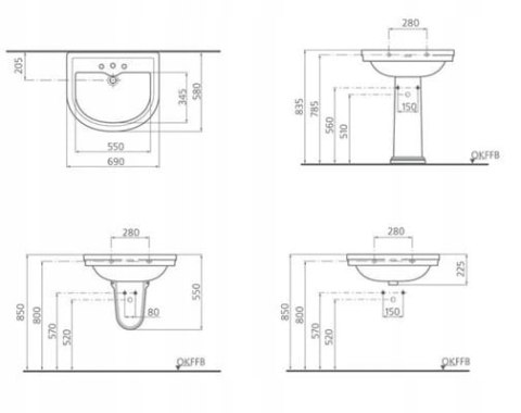 IDEAL STANDARD Calla umywalka 69cm T080961 IDEAL STANDARD Calla umywalka 69cm T080961