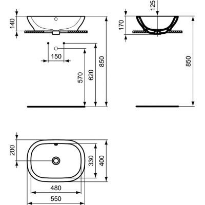 IDEAL STANDARD Umywalka nablatowa 55 cm T054501 IDEAL STANDARD Umywalka nablatowa 55 cm T054501