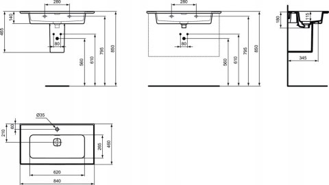 IDEAL STANDARD umywalka Strada II 84cm T300301 IDEAL STANDARD umywalka Strada II 84cm T300301