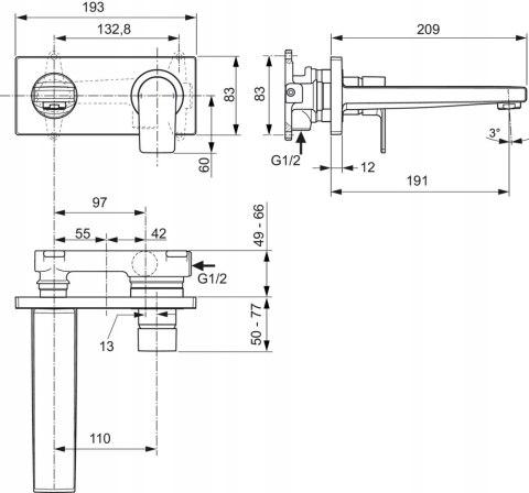 Ideal Standard Edge Bateria umywalkowa podtynkowa Ideal Standard Edge Bateria umywalkowa podtynkowa