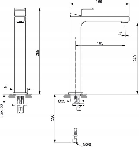 Ideal Standard Edge Bateria umywalkowa wysoka Ideal Standard Edge Bateria umywalkowa wysoka