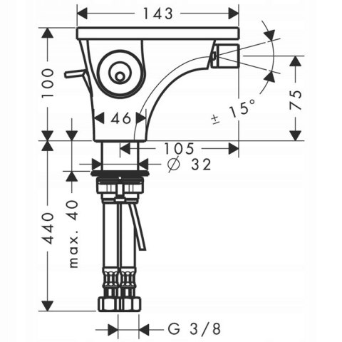 HANSGROHE MASSAUD Bateria bidetowa 18210000 HANSGROHE MASSAUD Bateria bidetowa 18210000
