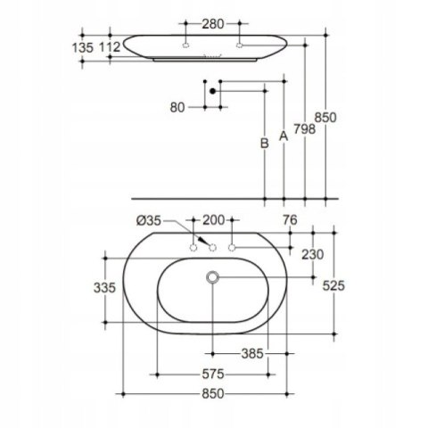 IDEAL STANDARD Umywalka asymetryczna 85 cm T017001 IDEAL STANDARD Umywalka asymetryczna 85 cm T017001