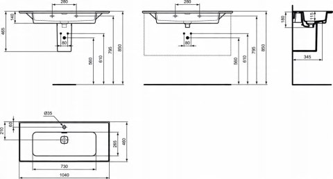 Ideal Standard Strada II umywalka 104x46 cm prostokątna biała T300401 Ideal Standard Strada II umywalka 104x46 cm prostokątna biała T300401