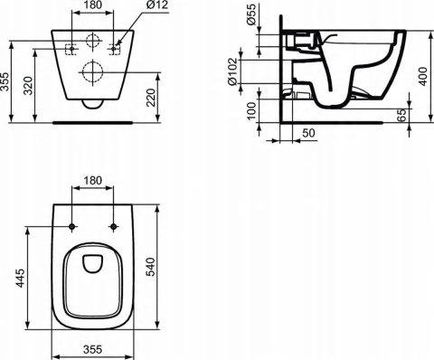 Miska podwieszana WC Rimless Ideal Standard I Life B z deską slim Miska podwieszana WC Rimless Ideal Standard I Life B z deską slim